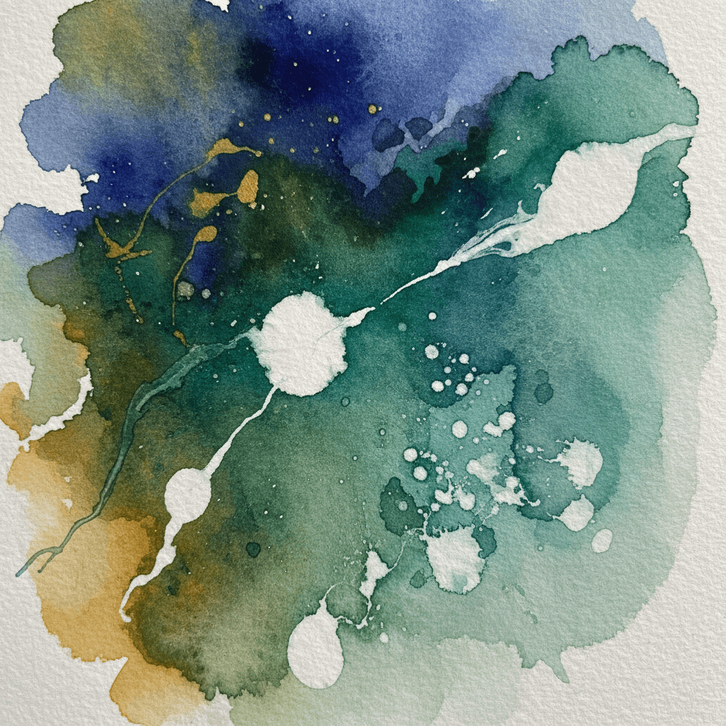 Close-up detail of watercolor pigment and brushwork texture